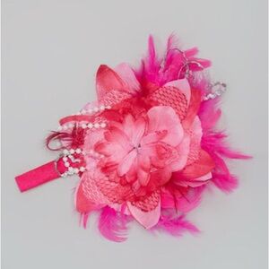 Pink Floral Feather Hair Clip
